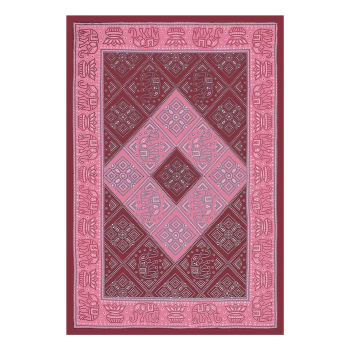 Jaipuri Cotton Single Bedsheet Set – Pink & Maroon Bandhani Print (70X100 inches)