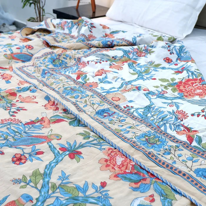 Jaipuri Dohar AC Blanket | 100% Mulmul Cotton | Block Print | Double Bed - Sanam