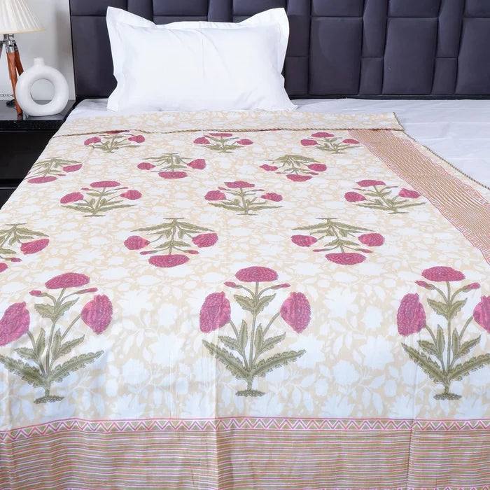 Jaipuri Dohar Blanket (Set of 2) | 100% Mulmul Cotton | Block Print | Single Bed - Bhumi
