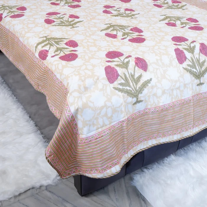 Jaipuri Dohar Blanket (Set of 2) | 100% Mulmul Cotton | Block Print | Single Bed - Bhumi