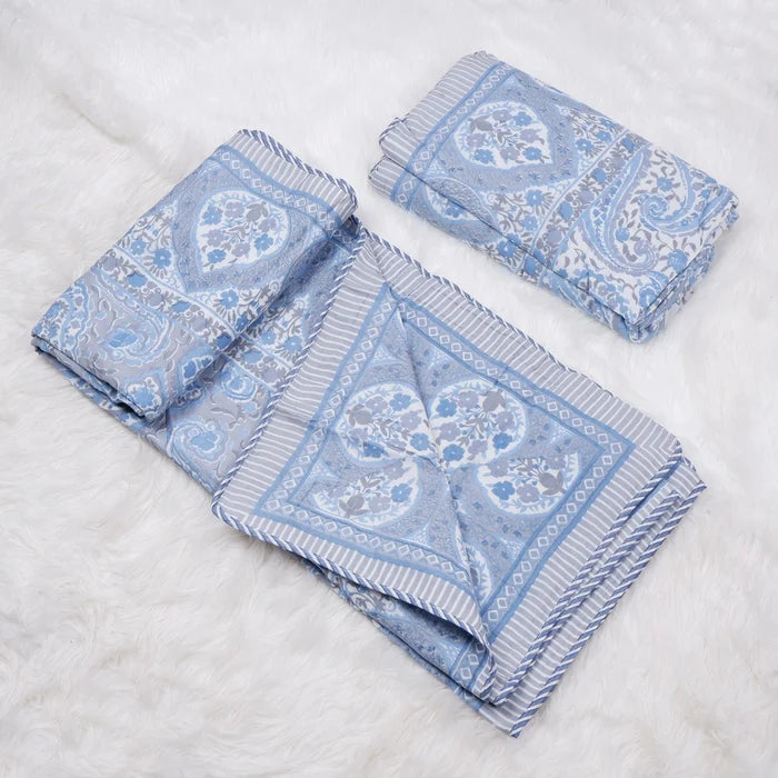 Jaipuri Dohar Blanket (Set of 2) | 100% Mulmul Cotton | Block Print | Single Bed - Hania