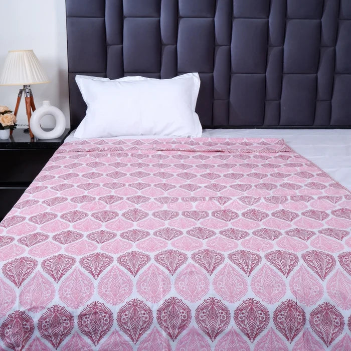 Jaipuri Dohar Blanket (Set of 2) | 100% Mulmul Cotton | Block Print | Single Bed - Madhuri