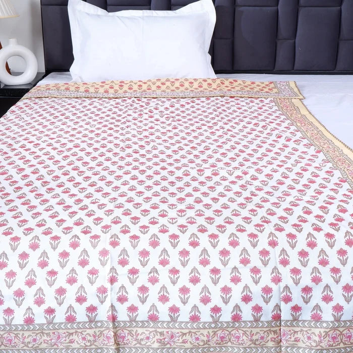 Jaipuri Dohar Blanket (Set of 2) | 100% Mulmul Cotton | Block Print | Single Bed - Pooja