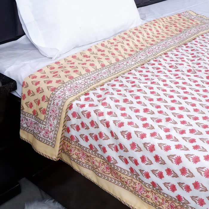 Jaipuri Dohar Blanket (Set of 2) | 100% Mulmul Cotton | Block Print | Single Bed - Pooja