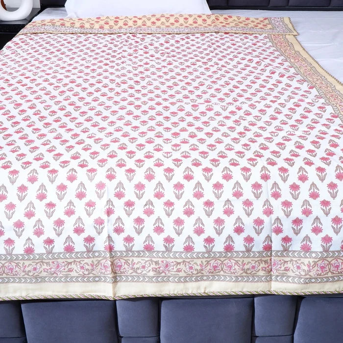 Jaipuri Dohar Blanket (Set of 2) | 100% Mulmul Cotton | Block Print | Single Bed - Pooja