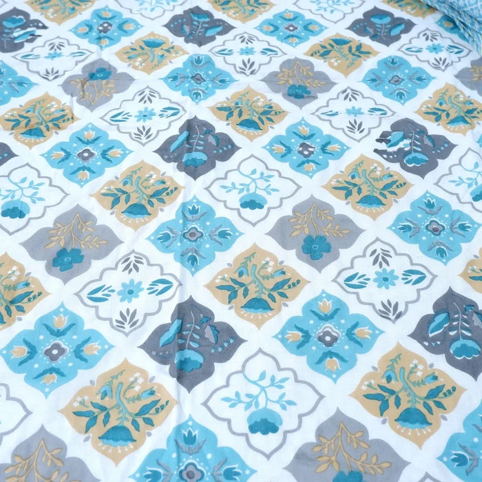 Jaipuri Dohar Blanket (Set of 2) | 100% Mulmul Cotton | Block Print | Single Bed - Tabu
