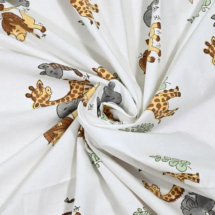 Jungle Safari Block Printed Kids Cotton Bedsheet - Single Bed Size (60X90 Inches)