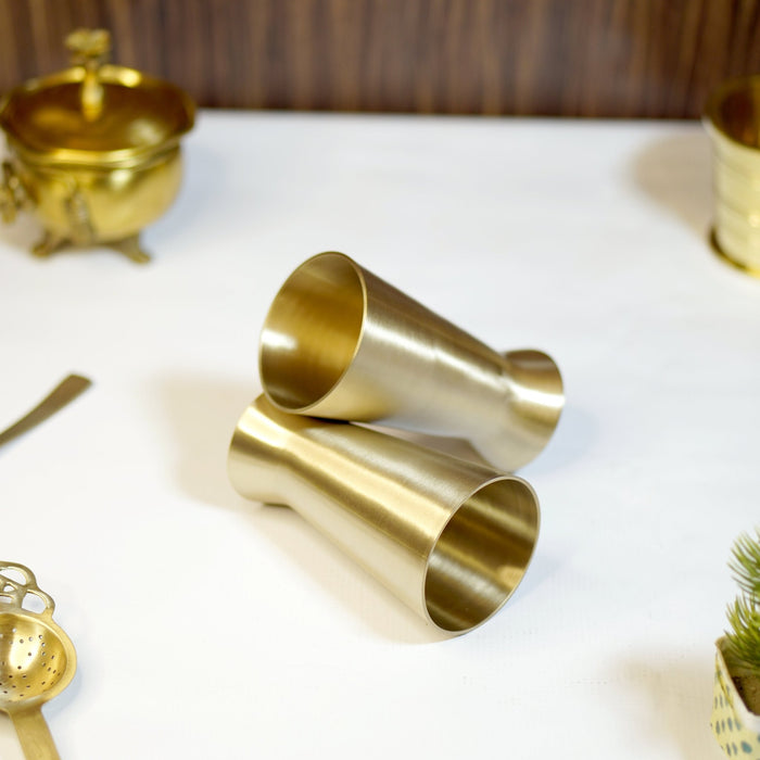 Bronze / Kansa Lassi Glass with Velvet Box ( Set of 2 ) - Brass Globe -