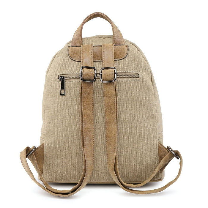 Khaki Canvas Rucksack/Backpack with Silver Star
