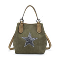 Khaki Canvas Sequin Star Handbag