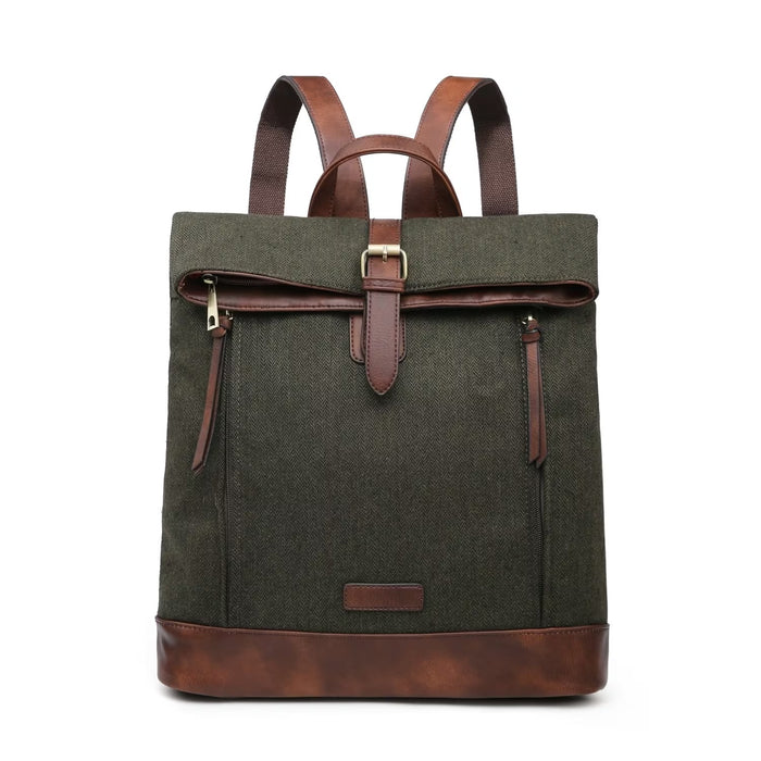 Khaki Green Herringbone Rucksack/Backpack