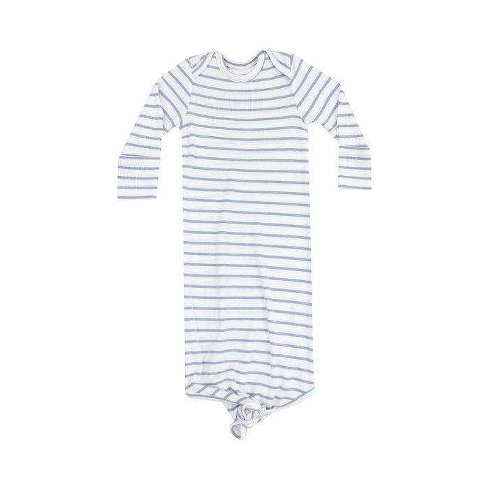 Knotted Gown - French Stripe Dusty Blue