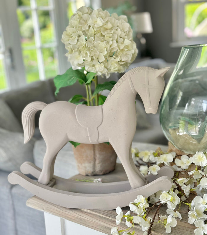 Large White Wooden Rocking Horse