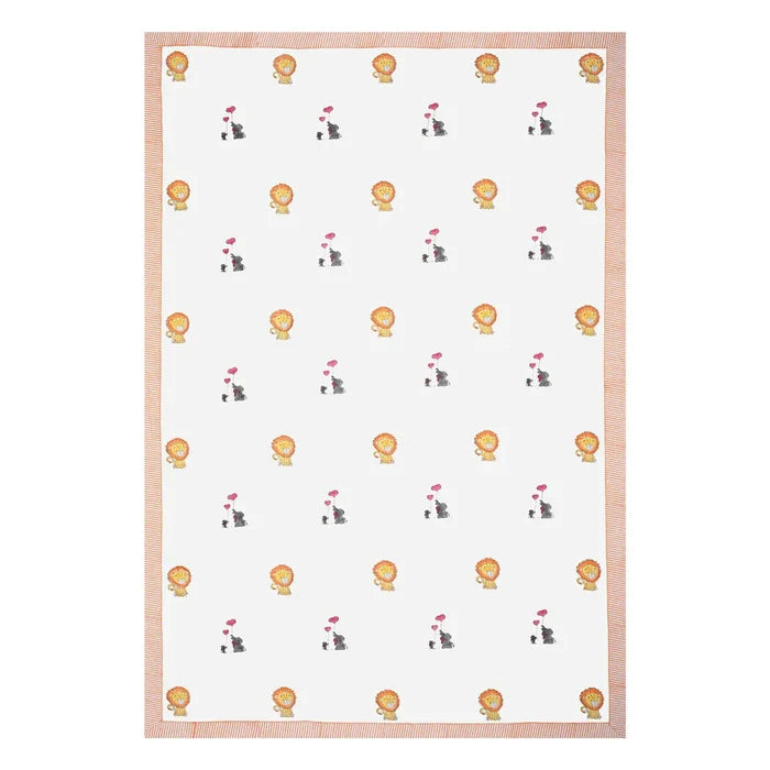 Lion & Elephant Printed Kids Cotton Dohar - Single Bed Size (40x60 Inches)