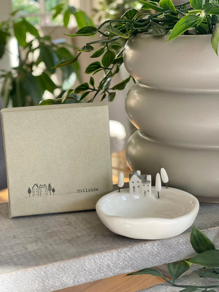 Little houses on a Hillside Trinket Dish with Box