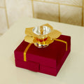 Lotus Diya / Deepak with Velvet Box - Brass Globe