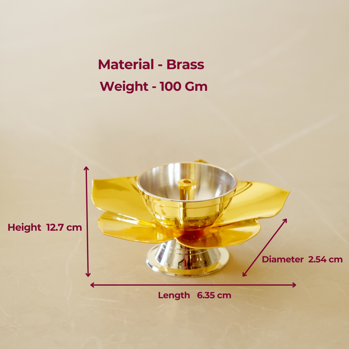 Lotus Diya / Deepak with Velvet Box - Brass Globe