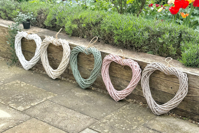 Medium Taupe Wicker Hanging Heart - 40cm
