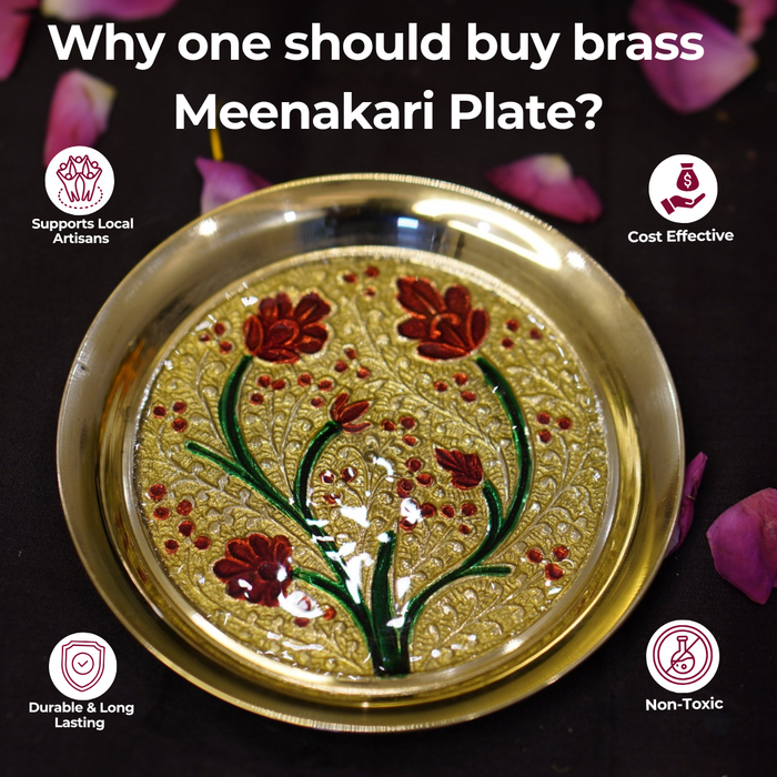 Meenakari bhog plate - Brass Globe