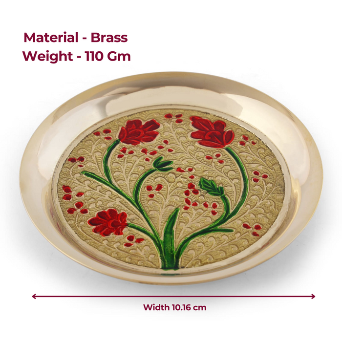 Meenakari bhog plate - Brass Globe