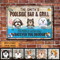 Metal Pool Sign, Gifts For Pet Lovers, Poolside Bar & Grill Funny Signs, Proudly Serving Whatever You Brought
