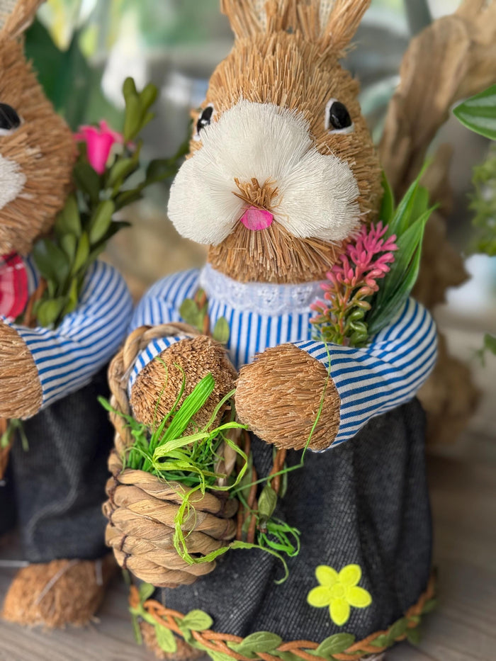 Mr and Mrs Bristle Bunny with Carrot/Basket - Sold Individually