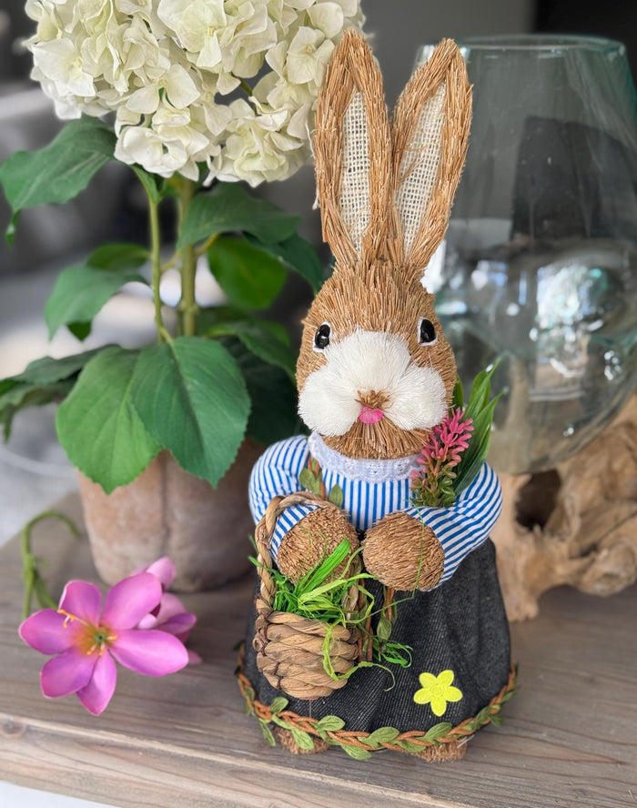 Mr and Mrs Bristle Bunny with Carrot/Basket - Sold Individually