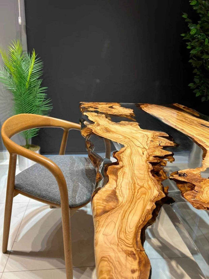 Mystic Transparent Multiwood Resin Dining table  | Luxury Resin Dining Table with legs - Pacific Resin Art