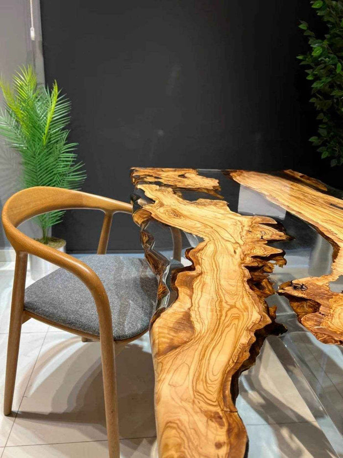 Mystic Transparent Multiwood Resin Dining table  | Luxury Resin Dining Table with legs - Pacific Resin Art