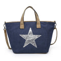 Navy Canvas Handbag with Silver Star