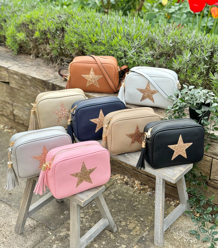 Navy Cross Body Handbag with Gold Star