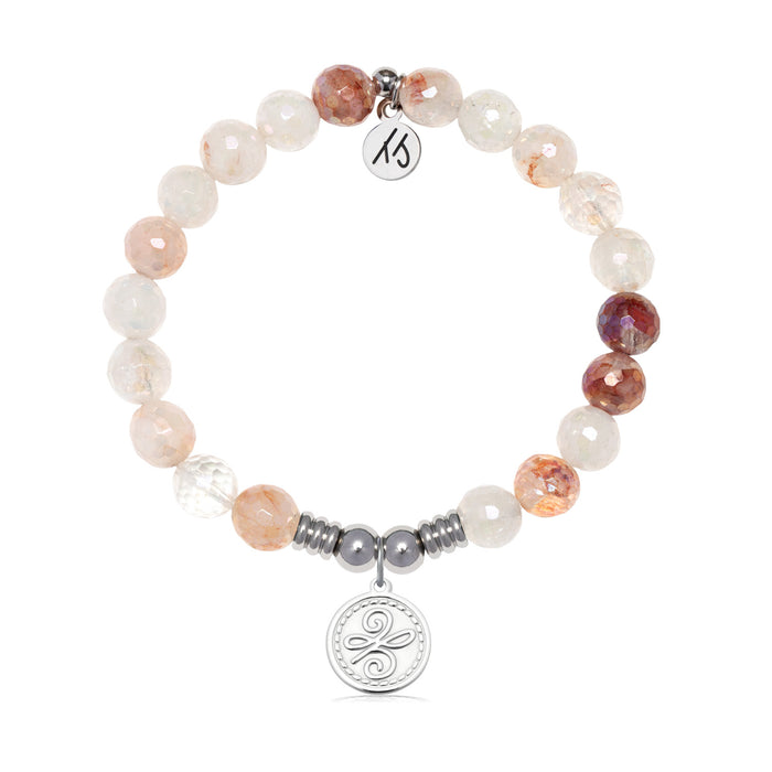 New Beginnings Charm with Strawberry Quartz Gemstone Bracelet