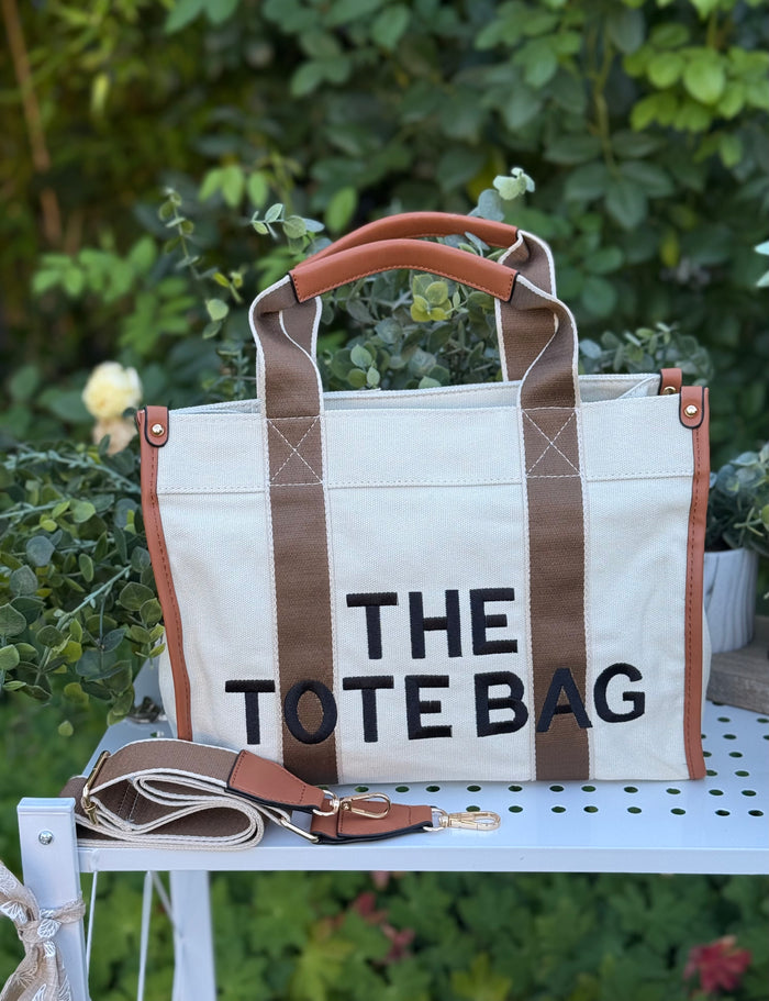 New Embroidered Tote Bag - Beige