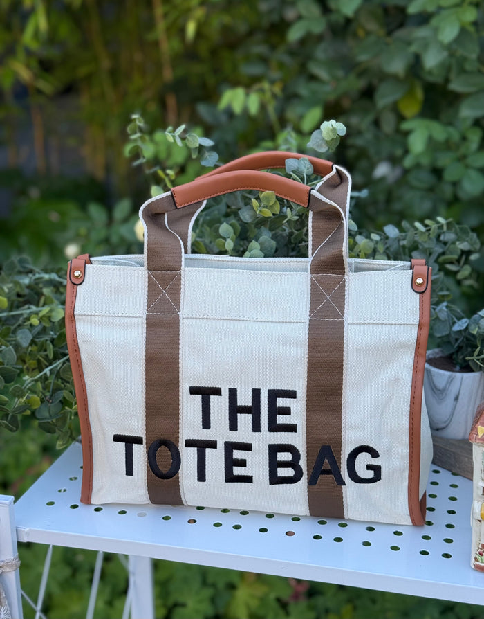 New Embroidered Tote Bag - Beige