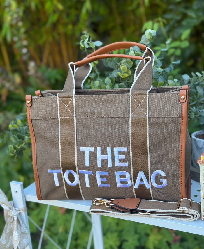 New Embroidered Tote Bag - Camel