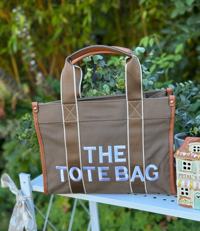 New Embroidered Tote Bag - Camel