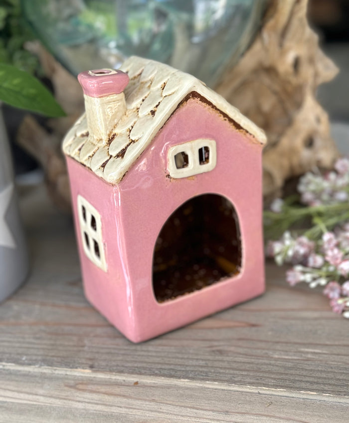 NEW! Pink Garden Heart Tealight House
