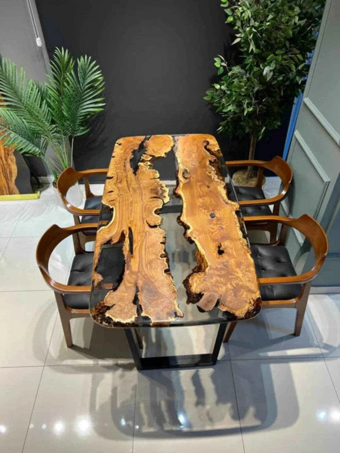 Opulent Ripple Epoxy Resin Dining Table with legs - Pacific Resin Art
