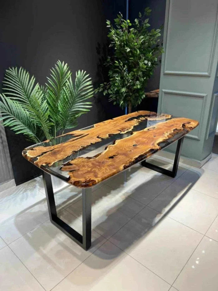 Opulent Ripple Epoxy Resin Dining Table with legs - Pacific Resin Art