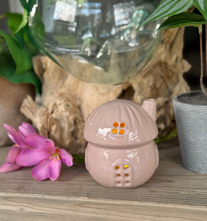Pink Porcelain Mushroom LED House