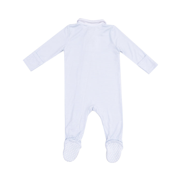 Polo 2 Way Zipper Footie - Stripe Classic Blue