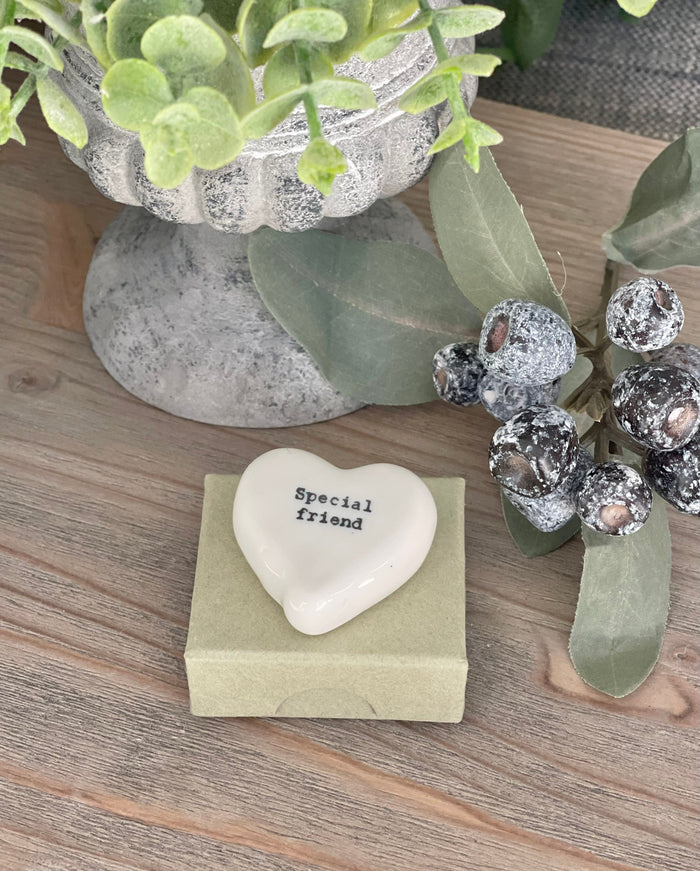 Porcelain Heart Pebble with Giftbox -Special Friend