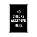 Portrait Round No Checks Accepted Here Sign