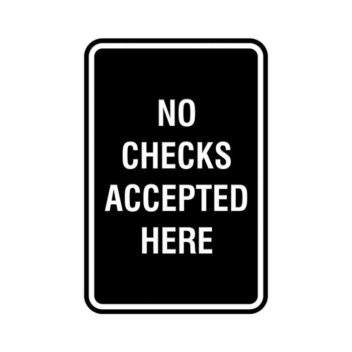 Portrait Round No Checks Accepted Here Sign