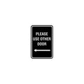 Portrait Round Please Use Other Door Left Arrow Sign
