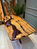 Purple Stream Wooden Resin Dining table with legs - Pacific Resin Art