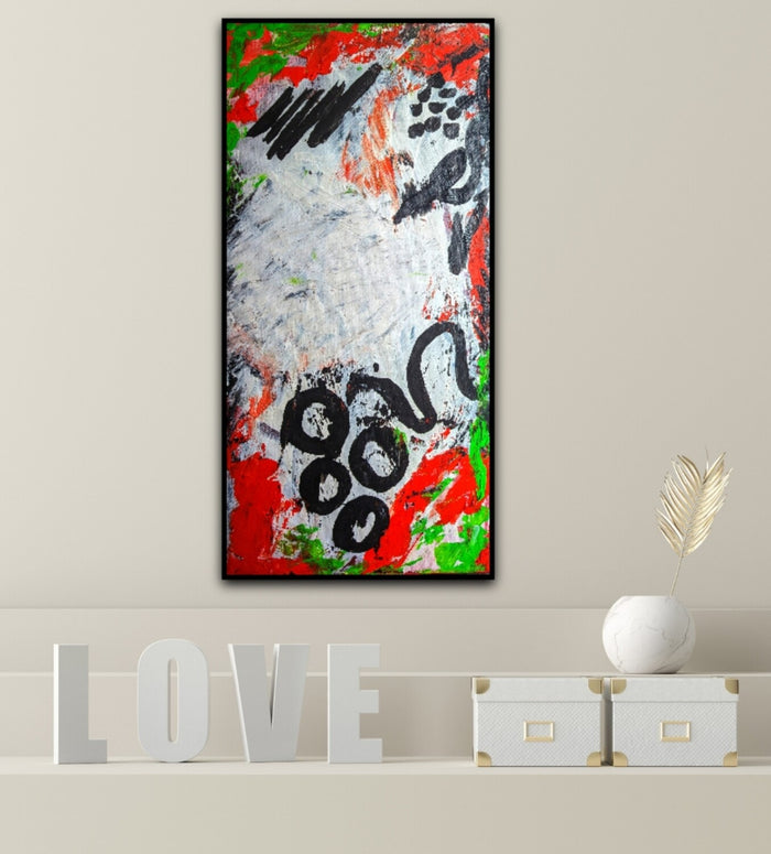 Red and black abstract painting 20 x 10" | Nenyasha Cherish Arts