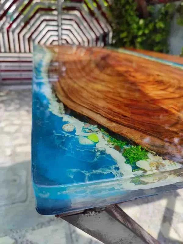 River Ripple Wooden Resin Dining table with legs - Pacific Resin Art