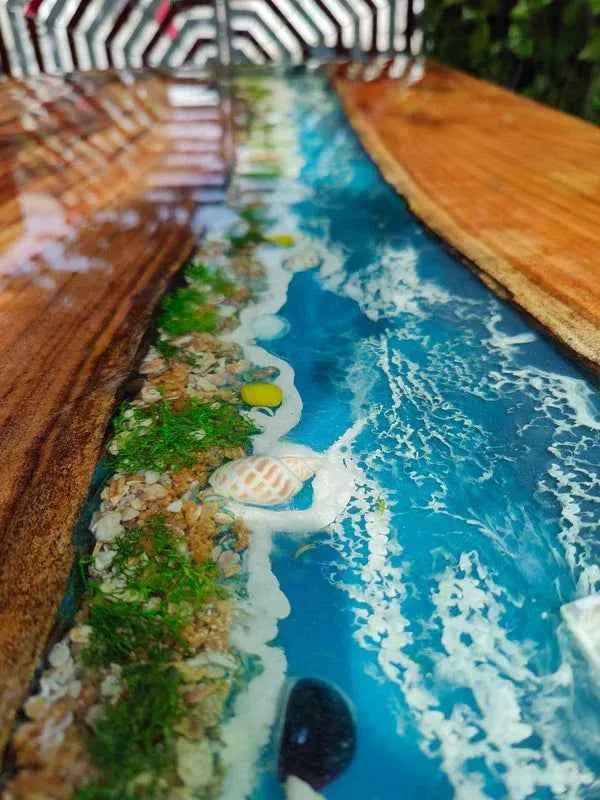 River Ripple Wooden Resin Dining table with legs - Pacific Resin Art