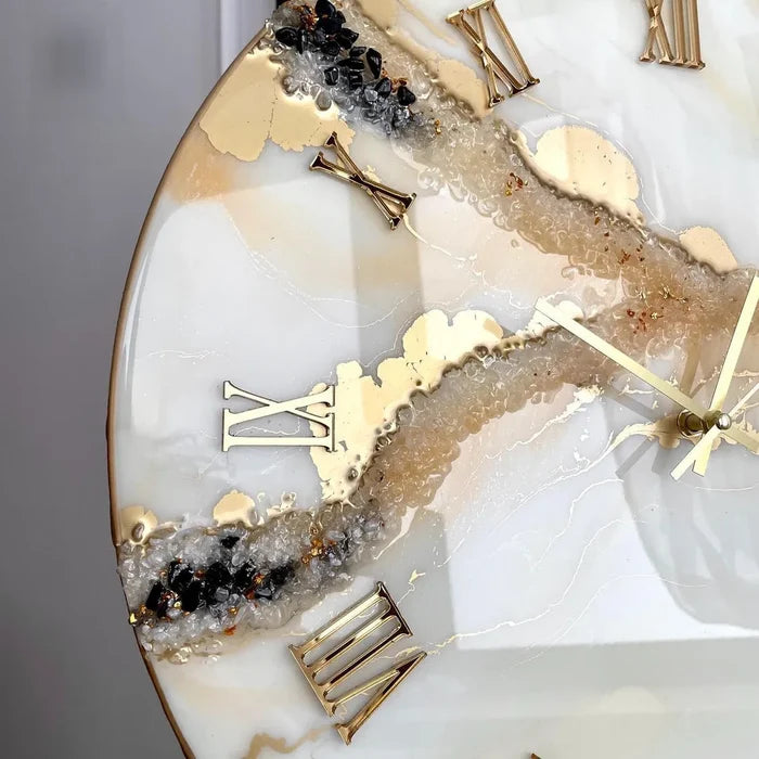 Sapphire Crest Elegant Resin Wall Clock - Pacific Resin Art